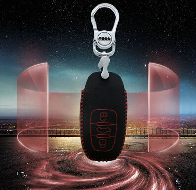Good Genuine Leather Key Ring Auto Key Bags Smart for Audi A7 - Red